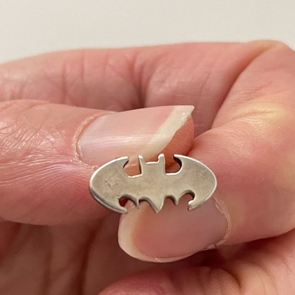 TM & DC Comics Batman Logo Earrings Cutout Sterling Silver Stud - Picture 4 of 13